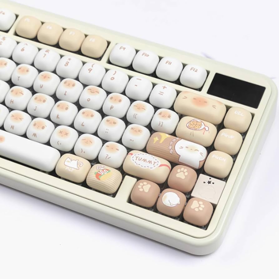 Amazon | PBT かわいいキーキャップ、ベージュ MOG Profileキー